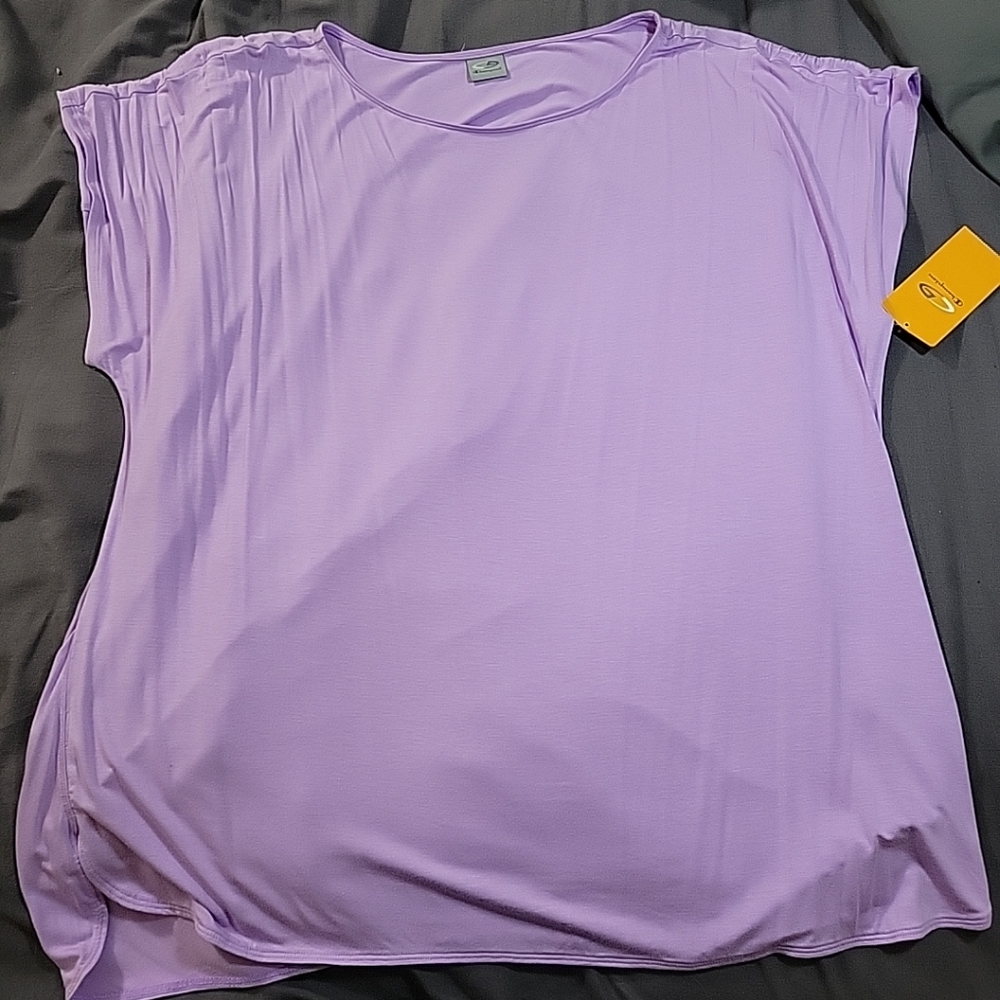 NWT Champion Athletic Top Womens 2XL Purple Short Sleeve Open Back Soft